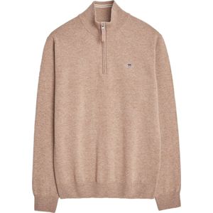 Gant Halfzip Wol Trui Logo Beige - Maat M - Heren - Schipperstrui