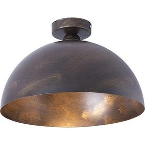 QAZQA magna - Landelijke Plafondlamp - 1 lichts - Ø 310 mm - Roestbruin - Woonkamer | Slaapkamer | Keuken