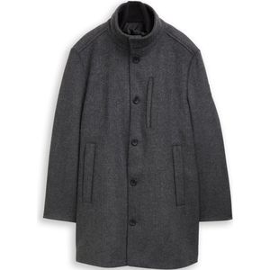 Tom Tailor - Lange Wollen Jas - Regular Fit - Opstaande Kraag