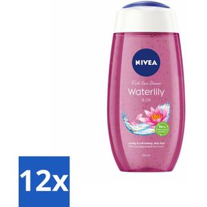 NIVEA - Douchegel - Waterlelie & Olie - Verfrissende Huid - 250 ml - Voordeelverpakking - 12 stuks
