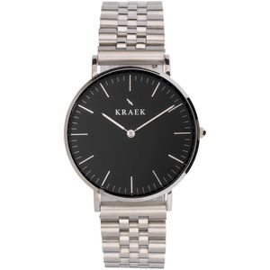 KRAEK Gulia Zilver Zwart 36 mm | Dames Horloge | Stalen horlogebandje | Schakelbandje | Minimaal Design | Svelte collectie
