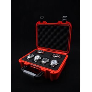 Onverwoestbare horlogekoffer voor 6 horloges - Rood - Originele Elbrus Horology Timepiece Valet horlogedoos