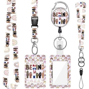 Nek en Pols Keycords met Uittrekbare Sleutelhanger & Badgehouder - Afneembare Lanyard - Trekkoord Badge Pashouder - Clip Keykoord - Intrekbare Houder voor Kaart/Sleutels - Universeel Telefoon, GSM Koord - Sleutelkoord/Nekkoord - Telefoonkoord Ketting