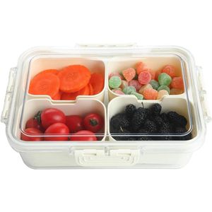 Verdeeld dienblad met deksel en 4 vakken voor snacks, kruiden en meer - Voedselorganizer voor feestjes
