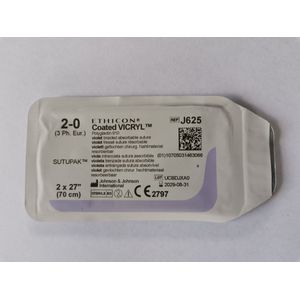 hechtdraad 2-0 zonder naald 2x70cm resorbeerbaar chirurgisch hechtmateriaal