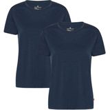 DANISH ENDURANCE 100% Merino Wol T-shirt - Lichtgewicht & Geurbestendig Ondershirt - voor Vrouwen - 2 Paar - Donker Marineblauw - S