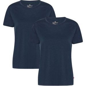 DANISH ENDURANCE 100% Merino Wol T-shirt - Lichtgewicht & Geurbestendig Ondershirt - voor Vrouwen - 2 Paar - Donker Marineblauw - S