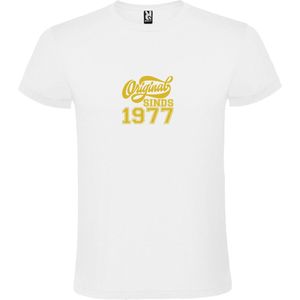 Wit T-Shirt met “Original Sinds 1977 “ Afbeelding Goud Size XS