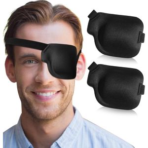 2 Stuks 3D oogplekken - Geschikt Voor volwassenen - verstelbare ooglapjes voor linkeroog - ooglapje voor lui oog - zacht ooglapje voor na een operatie - Comfortabel oogmasker voor dagelijks gebruik - zwart (linkeroog) - Reisaccessoires