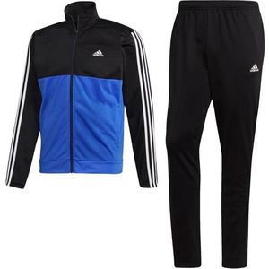 Adidas back 2 basics 3 stripes trainingspak in de kleur zwart/blauw.