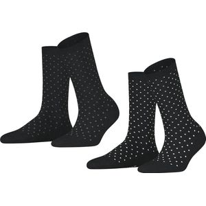 Esprit Fine Dot 2-Pack duurzaam organisch katoen multipack sokken dames zwart - Maat 35-38