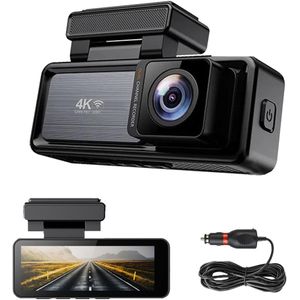 Gloovon® - Dashcam 4K Ultra HD - Met Achteruitrijcamera - Dashcam Auto - G-Sensor - 3.2 inch IPS Scherm - Nachtvisie - 170 wijdhoeklens - Wifi & App - Loop Recording