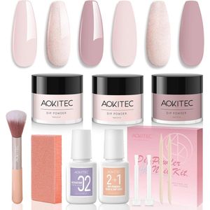 10-delige Dip Poeder Nagelkit - Licht Nude Roze - Perfecte Starterskit voor French Nails Art
