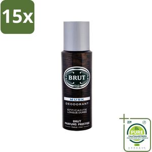 15 x Brut - Deodorant - Spray - Musk - Klassieke mannengeur - 200ml - Grootverpakking - Mannen Deodorant - Musk Geur - Deodorant Spray - Langdurige Geur - 24 Uur Bescherming