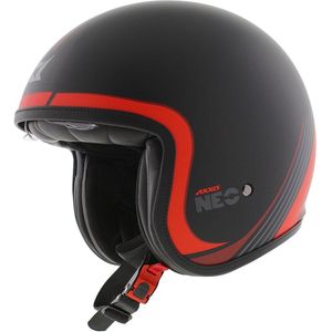 Axxis Jethelm Hornet S SV Neo mat zwart rood - Maat M - Brommerhelm / chopper helm
