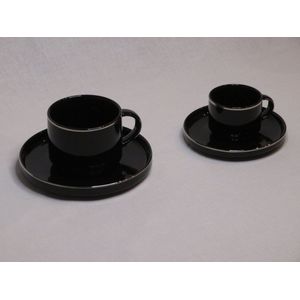Selinex espressokop zwart met zilveren rand