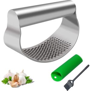 Knoflookpers, rocker, roestvrij staal, knoflookwip, knoflookwieg, knoflooksnijder, roestvrij staal, garlic press rocker mincer crusher kooktoestel knoflookmolen keukenhulp, met siliconen