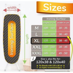 Tijdbesparende Strijkplank Hoes - Hitte & Stoom reflecterend - 100% Katoenen bovenlaag - ÖKO-Tex getest - 125x40cm foam board