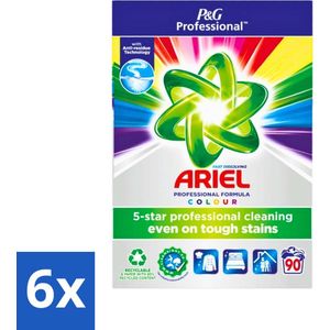 Ariel Professional - Waspoeder - Gekleurde Was - 90 Wasbeurten - Voordeelverpakking - 6 stuks