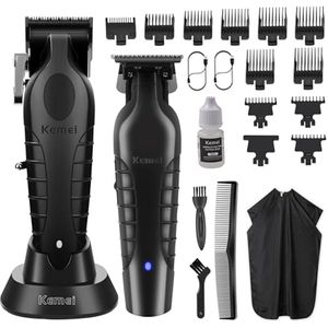 Professionele Tondeuse en Trimmerset voor Heren - Draadloze Zero Gap Trimmer met LED-Display en 11 Geleidekammen