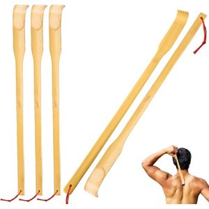 Houten rugkrabbers - Set van 5 stuks met lange greep van bamboehout voor directe verlichting van jeuk en lichaamsontspanning.