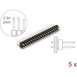 Pin header 20 pin, steek 2,54 mm, 2-rij, rechte, 5 stuks