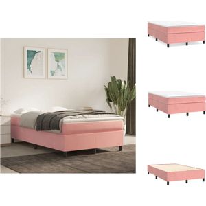 vidaXL Boxspringframe - Roze - Stof - Multiplex - 203x120x35cm - Geschikt voor 120x200cm matras (exclusief) - Bed