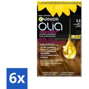 Garnier - Olia 5.3 - Haarkleuring - Licht Goudbruin - Zonder Ammoniak - 60% Olie - Permanente Kleur - Voordeelverpakking - 6 stuks