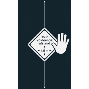 Kangaro deurmat - droogloopmat - ""Houd voldoende afstand"" - 1,5meter - K-150-90