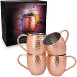 Navaris - Moscow Mule - Cocktailbekers - Koper - Set van 4, 500 ml, Roestvrij staal