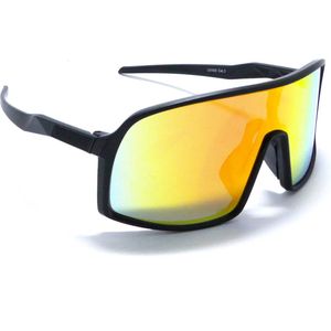 Colombière Noir Jaune- Matt Zwart Sportbril met UV400 Bescherming - Unisex & Universeel - Sportbril - Zonnebril voor Heren en Dames - Fietsaccessoires