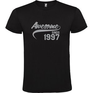 Zwart  T shirt met  ""Awesome sinds 1997"" print Zilver size XS