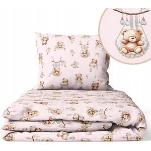Kinderbeddengoed 120x160 cm, 2-delig, met Beren in Mandjes