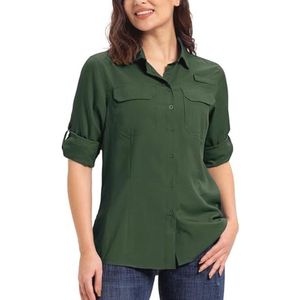 33,000ft Dames Hemdblouse - Sneldrogend, UPF50 UV-bescherming, Ademend Wandelhemd voor Vrije Tijd, Vissen en Reizen