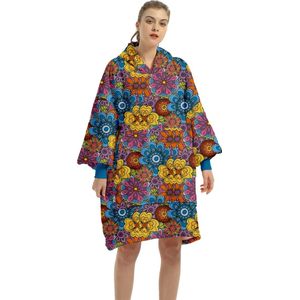 JAXY Hoodie Deken - Snuggie - Snuggle Hoodie - Fleece Deken Met Mouwen - 1450 gram - Hoodie Blanket - Bloemen