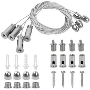 Ophangset voor LED-panelen en lampen met verstelbare stalen kabels