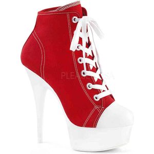 Pleaser - DELIGHT-600SK-02 Plateau Laarzen - US 12 - 42 Shoes - Rood/Wit