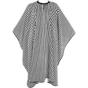 Barber Cape 160x140cm with Press Studs Adjustable Neck for Women Men Hair Salon Black and White Stripes 18