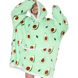 Nivard Hoodie Deken Met Mouwen - Plaid - Knuffeldeken - Onesie - Fleece Blanket - Dames - Heren - Kinderen - Extra Zacht & Warm - Avocado