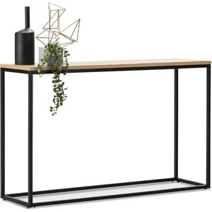 en.casa - Kittilä - Console Tafel - Zwart Mat - Eikenkleurig - Metaal en MDF