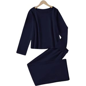 Livano Linnen Broek Dames - Zomerbroek - Volwassenen - Lange Broek - Pantalon - Strandbroek - Zomer - Ibiza Stijl - Marineblauw - Maat S