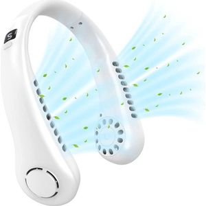 Draagbare Ventilator - hangende nekventilator - USB-oplaadbare mini-nekventilator met 3000 mAh-batterij, koeling met 360 ° luchtstroom, draagbare ventilator met 5 instelbare snelheden en monitor voor mannen en vrouwen