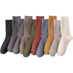 Sokken - 10 Paar Sokken Dames - Voordeelbundel dames sokken Maat 36/40 - sokken - kousen - Dames Sokken Effen Kleur - Lange sokken - herfst Sokken - zacht, absorberend, ademend - Voor Casual, Business, Sport en Vrije Tijd - Voor herfst en lente