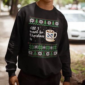 Foute Kerst Trui Zwart All I Want For Christmas Is Poeiermolke XS