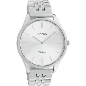 OOZOO Timepieces - Zilverkleurige horloge met zilverkleurige roestvrijstalen armband - C9981