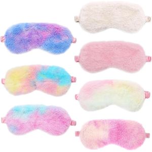 Thelau - 7 stuks oogmaskers voor kinderen - pluche, verduisterend, zachte blinddoek - ooghoezen, elastische oogschaduw - reizen, dutje slapen