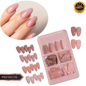 GUAPÀ® Plaknagels | 96 stuks valse nagels | Press On Nails | Zelfklevende Plaknagels | Nepnagels | Kunstnagels | Compleet plaknagels starterspakket | Nagels Wraps | Nail Art | Zomer Nagels | 96 stuks plaknagels Bruin Nude Tinten