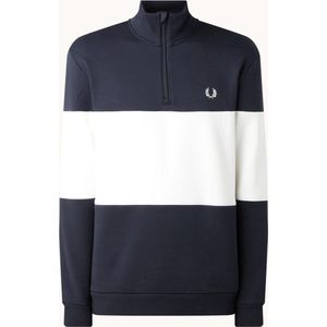 Fred Perry Sweater met halve rits en logo - XXL