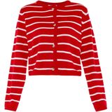 usha - BLUE LABEL - Gebreid Vest - Rood/Wit - Lange Mouw