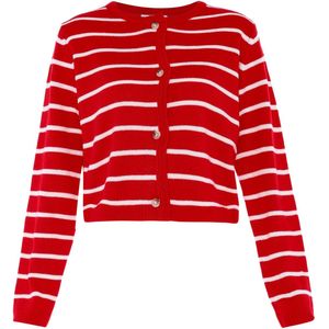 usha - BLUE LABEL - Gebreid Vest - Rood/Wit - Lange Mouw